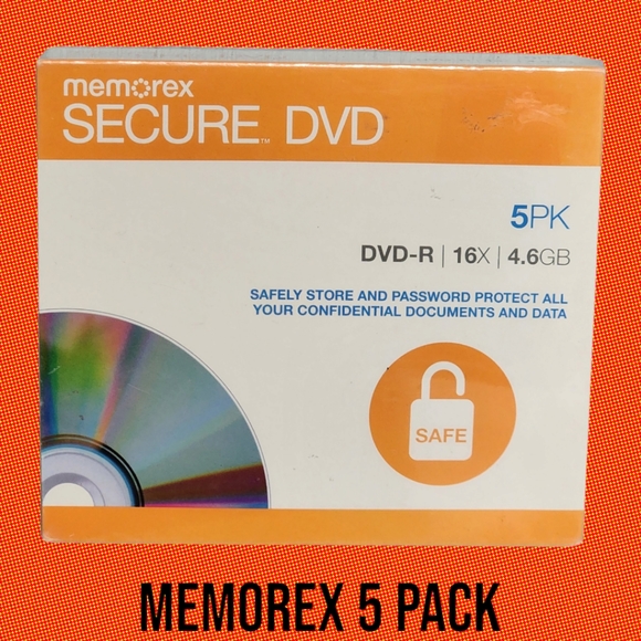 Memorex 5pk DVD-R 16x 4.6gb - Picture 1 of 3